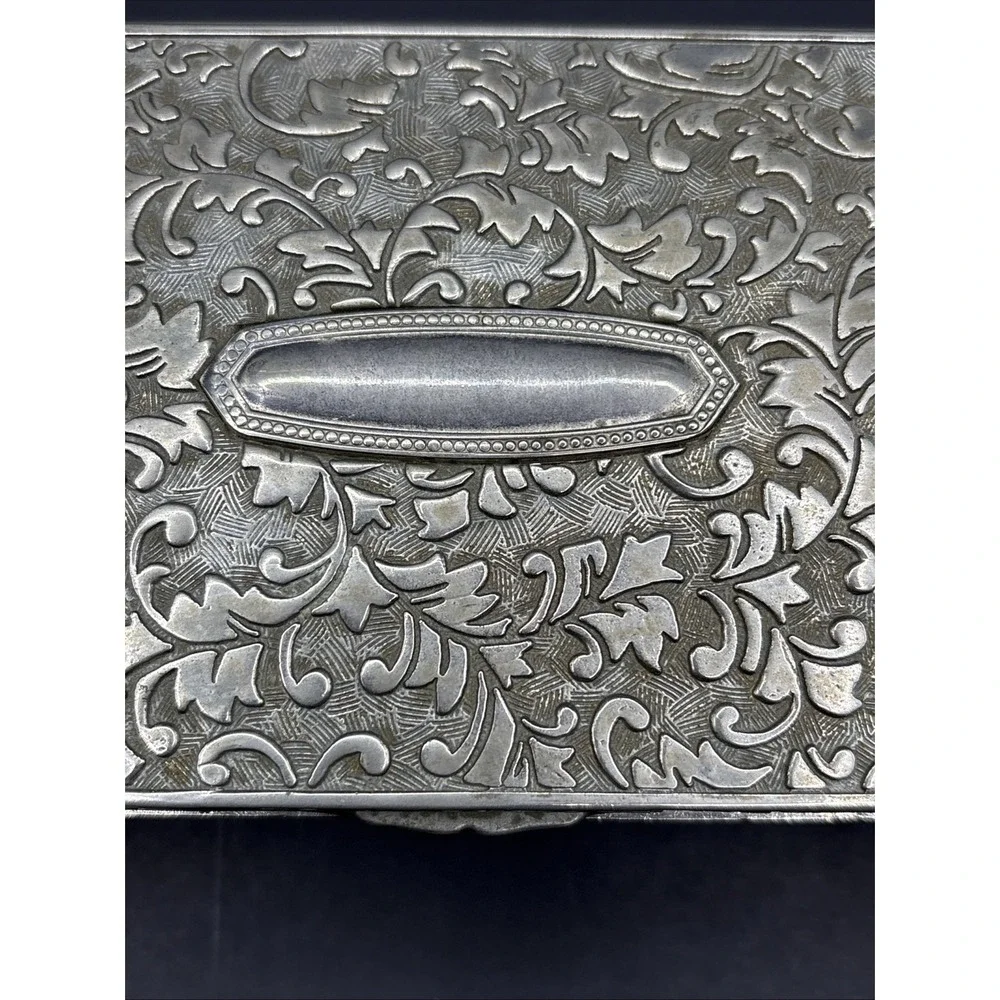 Vintage International Silver Co. Jewelry Box - Silver Plated, Floral Repousse